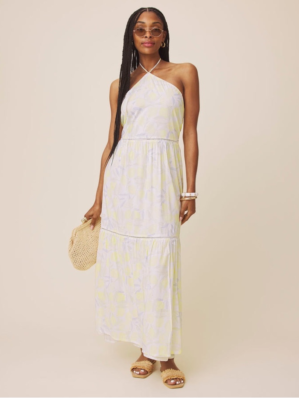 NWT Splendid  Lia Lemon Maxi Halter Dress - size small